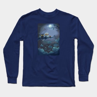 Black Cat & Owl Twilight Nights Long Sleeve T-Shirt